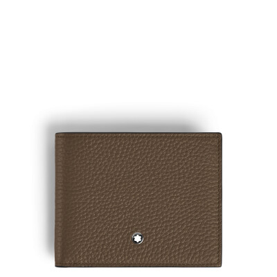 Portefeuille Montblanc 6CC en cuir grainé noisette