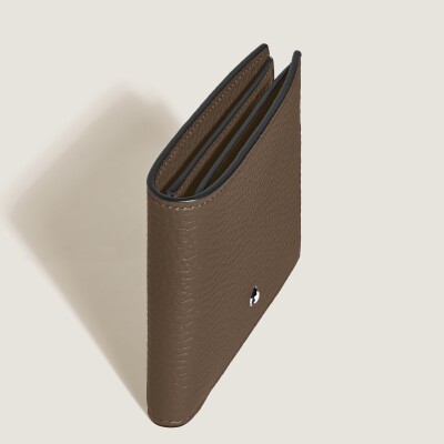 Portefeuille Montblanc 6CC en cuir grainé noisette