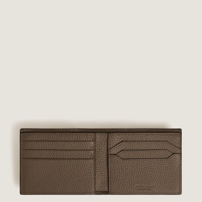 Portefeuille Montblanc 6CC en cuir grainé noisette