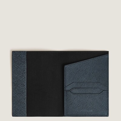 Porte-Passeport Montblanc en cuir Sartorial Bleu Tweed