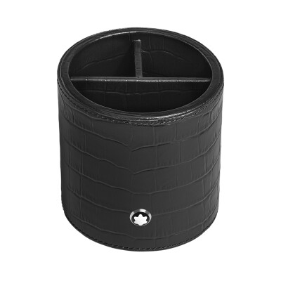 Porte-stylos de bureau en cuir embrossé croco