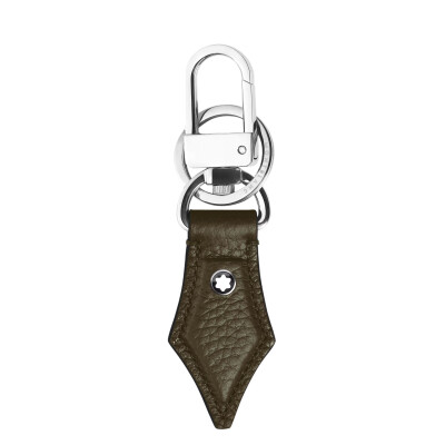 Porte-clés Montblanc plume en cuir grainé kaki