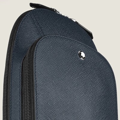 Sac On-Body Moyen modèle Montblanc en cuir Sartorial bleu tweed