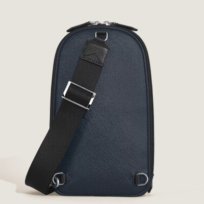 Sac On-Body Moyen modèle Montblanc en cuir Sartorial bleu tweed