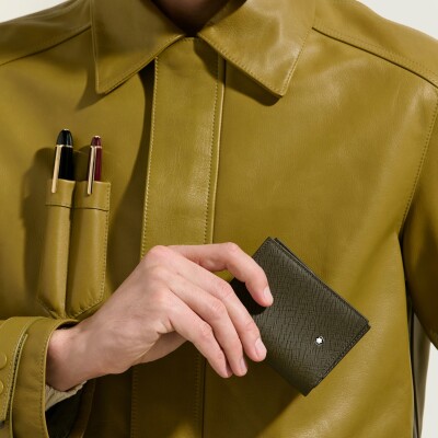 Porte-cartes 4CC en cuir sartorial kaki