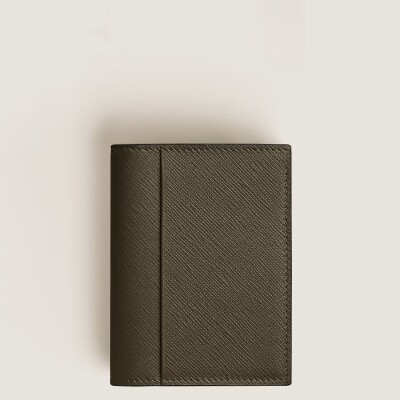 Porte-cartes 4CC en cuir sartorial kaki