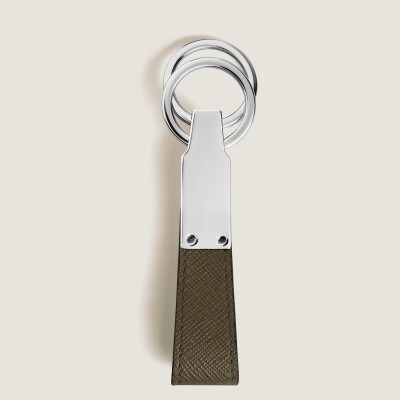 Porte-clés en cuir sartorial kaki