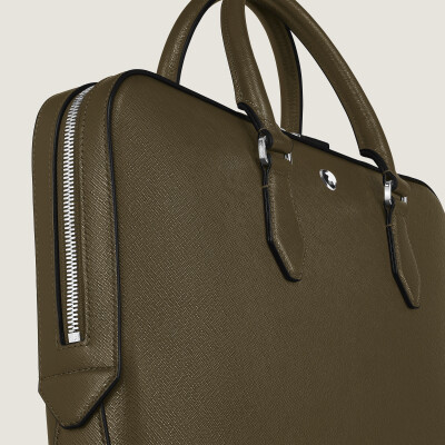 Porte-documents fin en cuir Sartorial kaki