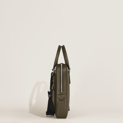 Porte-documents fin en cuir Sartorial kaki
