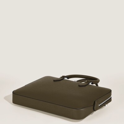 Porte-documents fin en cuir Sartorial kaki