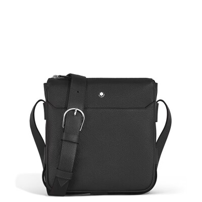 Sac Montblanc messenger vertical en cuir Sartorial noir