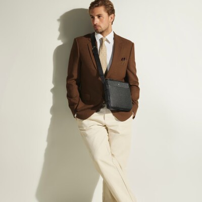 Sac Montblanc messenger vertical en cuir Sartorial noir