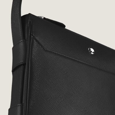 Sac Montblanc messenger vertical en cuir Sartorial noir