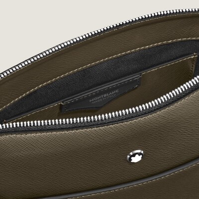 Sac Montblanc messenger en cuir Sartorial kaki