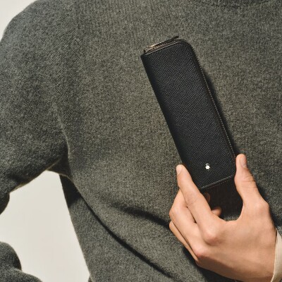Etui Montblanc pour 1 instrument d'écriture zippé en cuir Sartorial noir