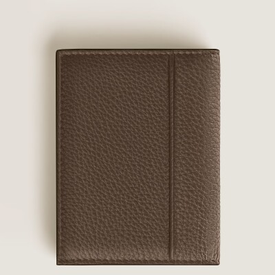 Porte-cartes 4CC en cuir grainé noisette
