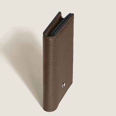 Porte-cartes 4CC en cuir grainé noisette
