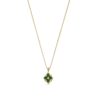 Pendentif Buccelati Opera Tulle en or jaune et émail vert
