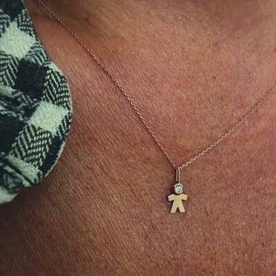 Pendentif Vanrycke Cosmic Boy en or rose et diamant