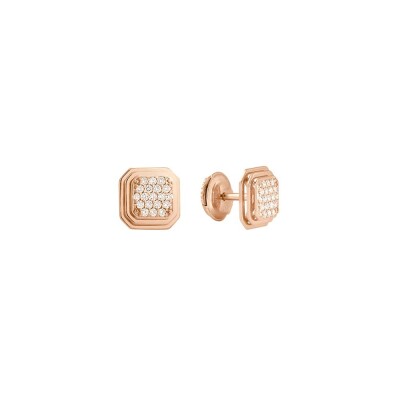Puces d'oreilles or rose diamants