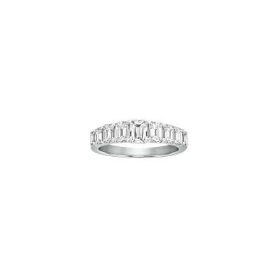 Demi alliance or gris diamant taille émeraude