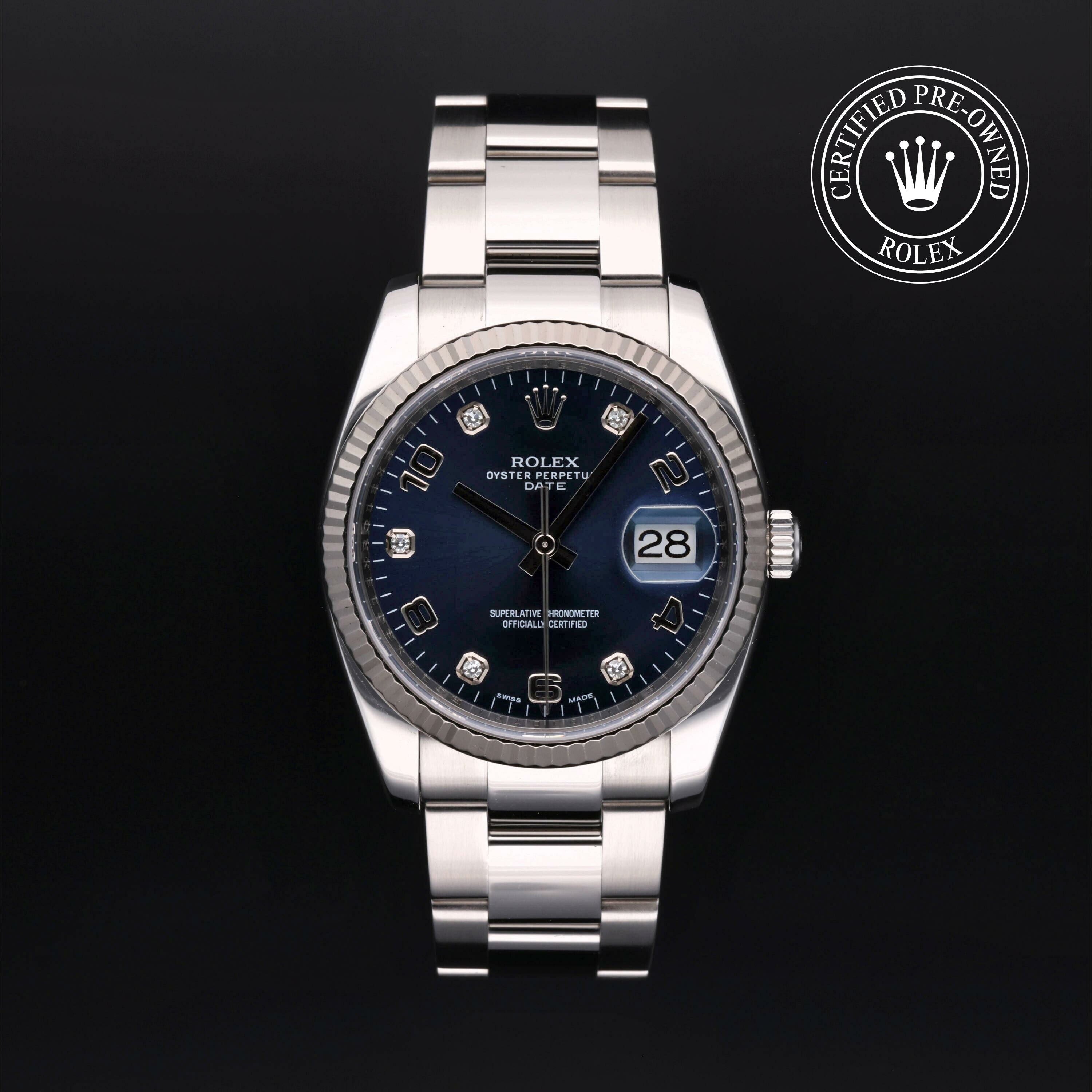 Rolex Oyster Perpetual Date en Rolesor 18 Carat Gris M115234-0008 chez Frojo