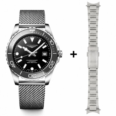 Montre Longines HydroConquest 42mm L3.788.4.70.6 Bracelet milanais + Bracelet "H" L600174088 ( 2 bracelets )