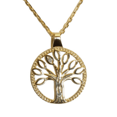 Pendentif Or Jaune Arbre de Vie Diamant