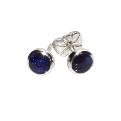 Boucles D'oreilles Resine Bleu de Prusse Or blanc