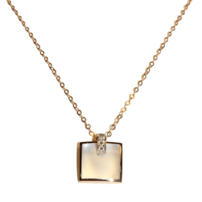 Collier Clozeau HÉLÈNA en or rose, résine blanche et diamant