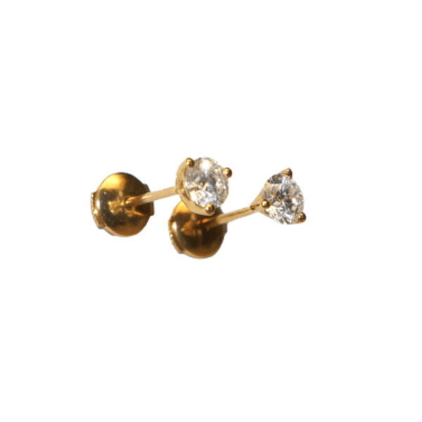 Boucles D'oreilles Puce Diamant Or Jaune 0.40 X 2