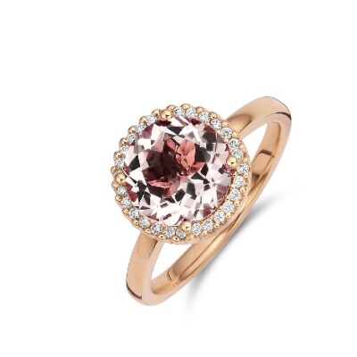 Bague Or Rose Morganite et Diamants