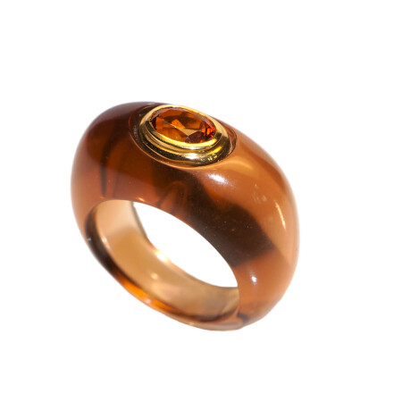 Bague Or Jaune Marron Citrine