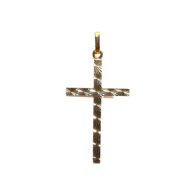 Pendentif Croix Or Jaune Diamantées 2 Faces