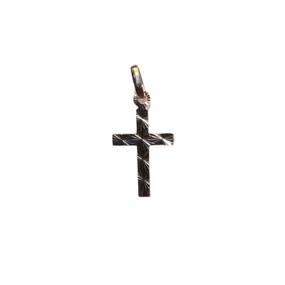 Pendentif Croix Or Blanc Diamantée, 2 Faces