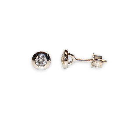 Boucles D\'oreilles  C&C Gioielli Serti Clos 2 Diamants de 0,36 ct Or Blanc