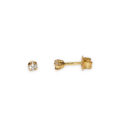 Boucles D'oreilles Puces, Or Blanc Diamants 0,05 ct