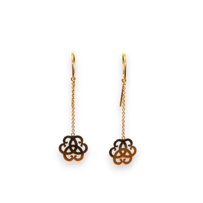 Boucles D'oreilles Or Jaune, Crochets Chaine