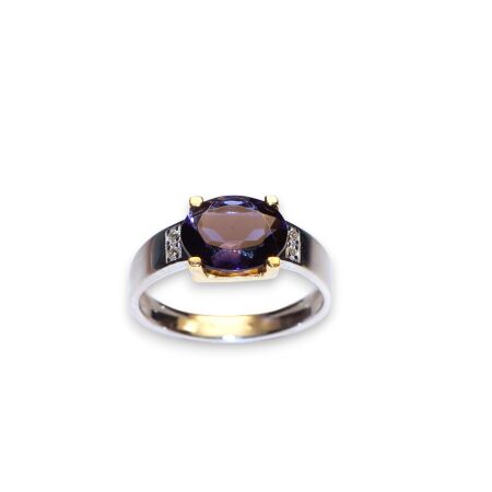 Bague Bicolore Iolite et Diamants