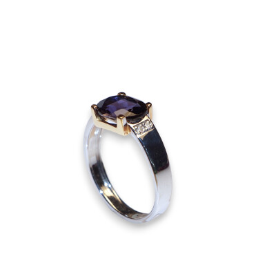 Bague Bicolore Iolite et Diamants