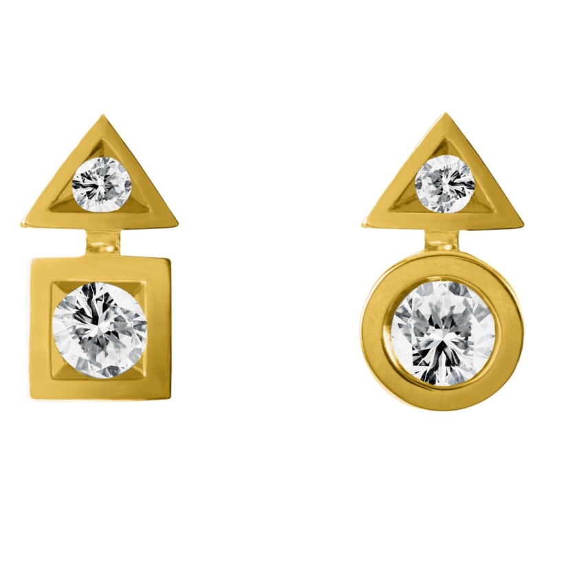 Boucles D'oreilles Alchimie Trilogie  Or Jaune et Diamants