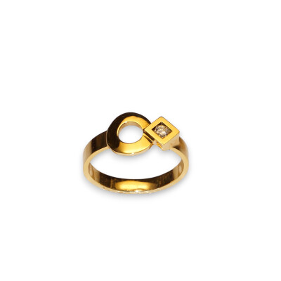 Bague Signe Eclipse Rond, Or Jaune et Diamants