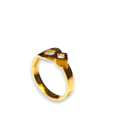 Bague Signe Eclipse Rond, Or Jaune et Diamants