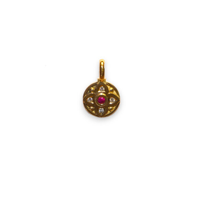 Pendentif Vise Versa, Or Jaune Rubis et Diamants