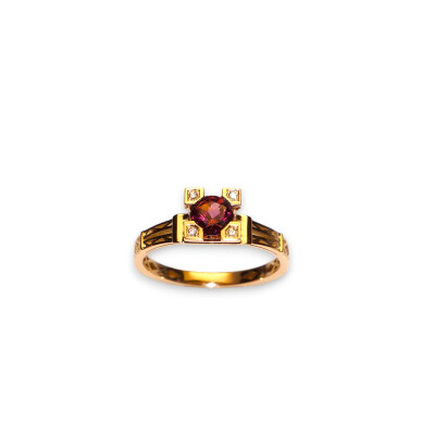 Bague French Kiss, Rhodolite Diamants Or Rose