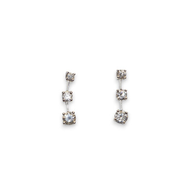 Boucles D'oreilles Pendante, Or Blanc Diamants