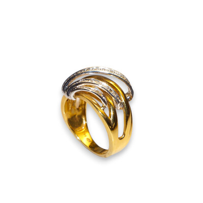 Bague Bicolore 24 diamants, Or blanc Or Jaune