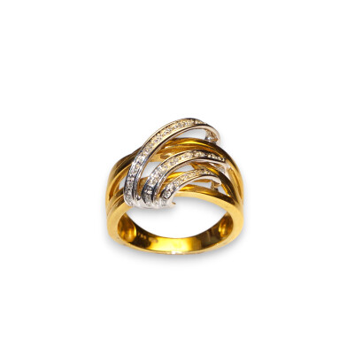 Bague Bicolore 24 diamants, Or blanc Or Jaune