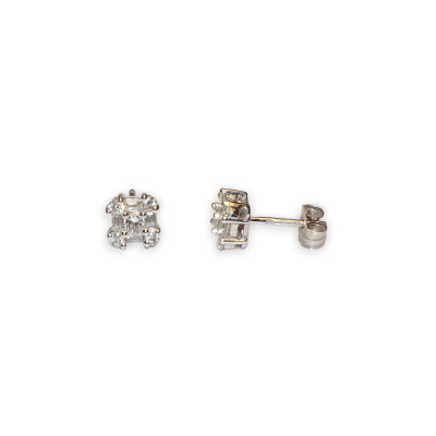 Boucles D'oreilles, Or Gris Diamants