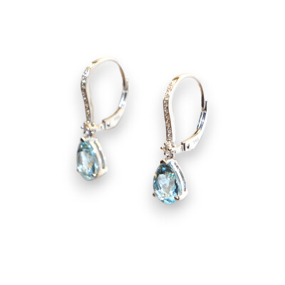 Boucles D'oreilles Topaze, Or Blanc